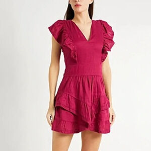 Isabel Marant Etoile Linen Fuchsia Mini Dress